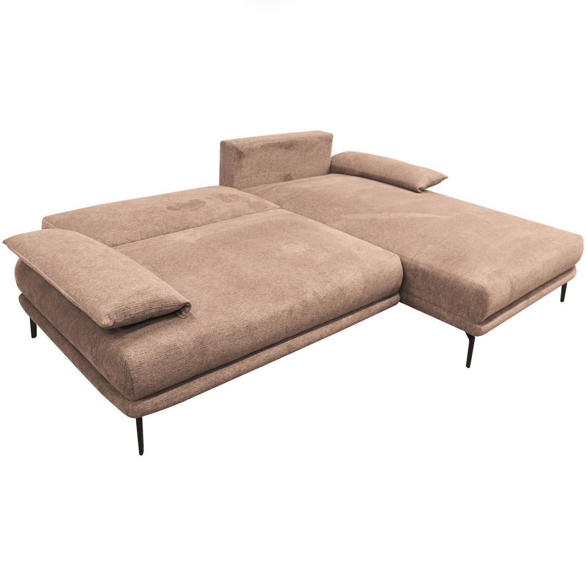 ECKSOFA in Webstoff Beige  260/192 cm  - Beige/Schwarz, Design, Textil/Metall (260/192cm) - MID.YOU