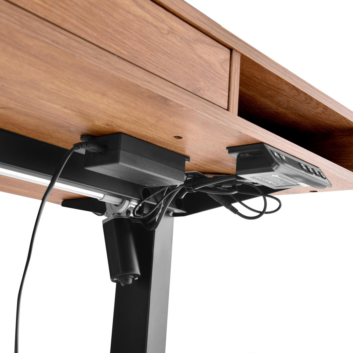 SCHREIBTISCH 120/60/72-110 cm  in Schwarz, Eichefarben  - Eichefarben/Schwarz, MODERN, Holz/Metall (120/60/72-110cm) - MID.YOU