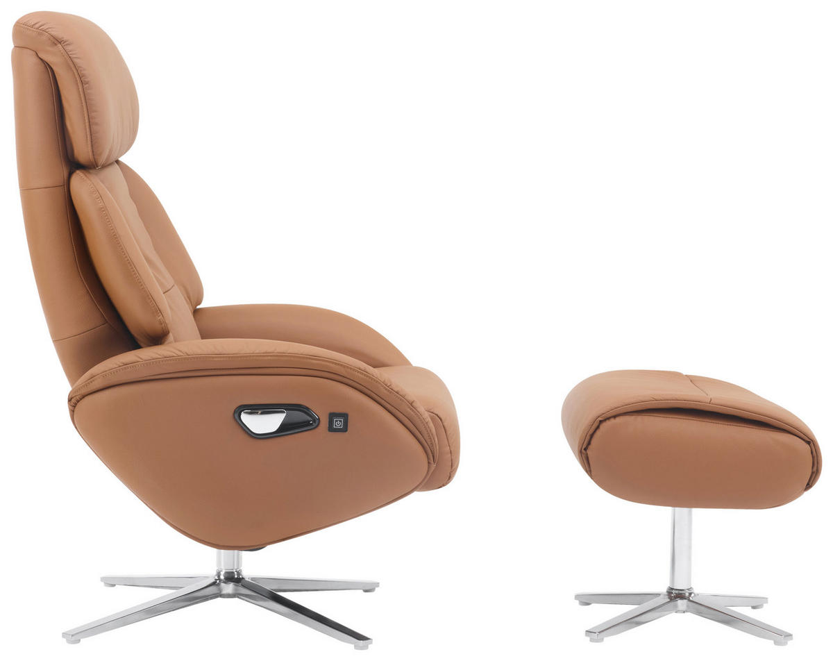 MASSAGESESSEL in Lederlook Braun  - Silberfarben/Braun, Design, Leder/Textil (76/111/87cm) - Livetastic
