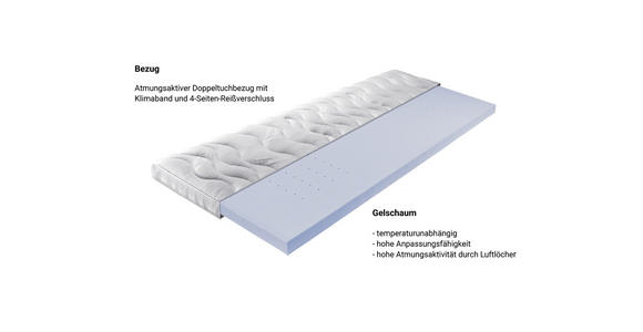 TOPPER 90/200 cm Höhe ca. 8 cm  - Weiß, KONVENTIONELL, Textil (90/200cm) - Novel