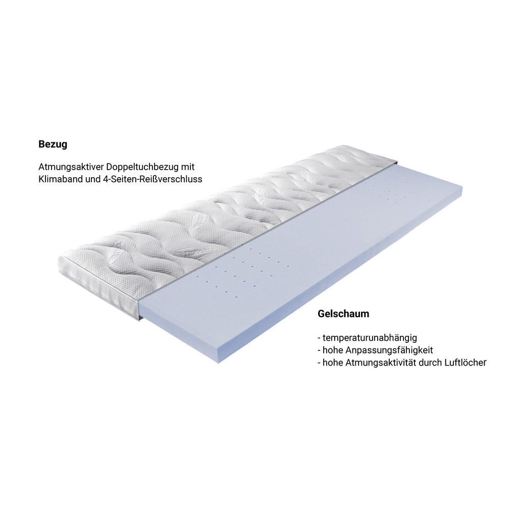 Thumbnail - Novel Topper, Weiß, Textil, Füllung: Polyester, 90x200 cm, Lga, Bezug abnehmbar/waschbar, atmungsaktiv, schadstoffgeprüf...