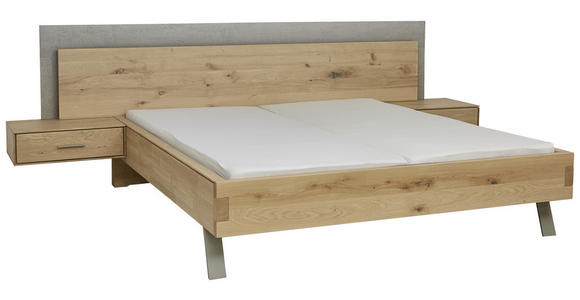 BETTANLAGE in Grau, Silberfarben, Eichefarben - Eichefarben/Silberfarben, Natur, Holz/Metall (180/200cm) - Valnatura