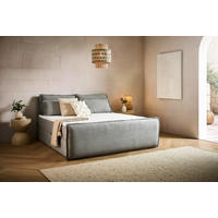 BOXBETT 180/200 cm,  in Hellgrau, Kissen, Bettkasten, Topper, H3 + H3 = fest  - Hellgrau/Schwarz, Design, Kunststoff/Textil (180/200cm) - Chameo
