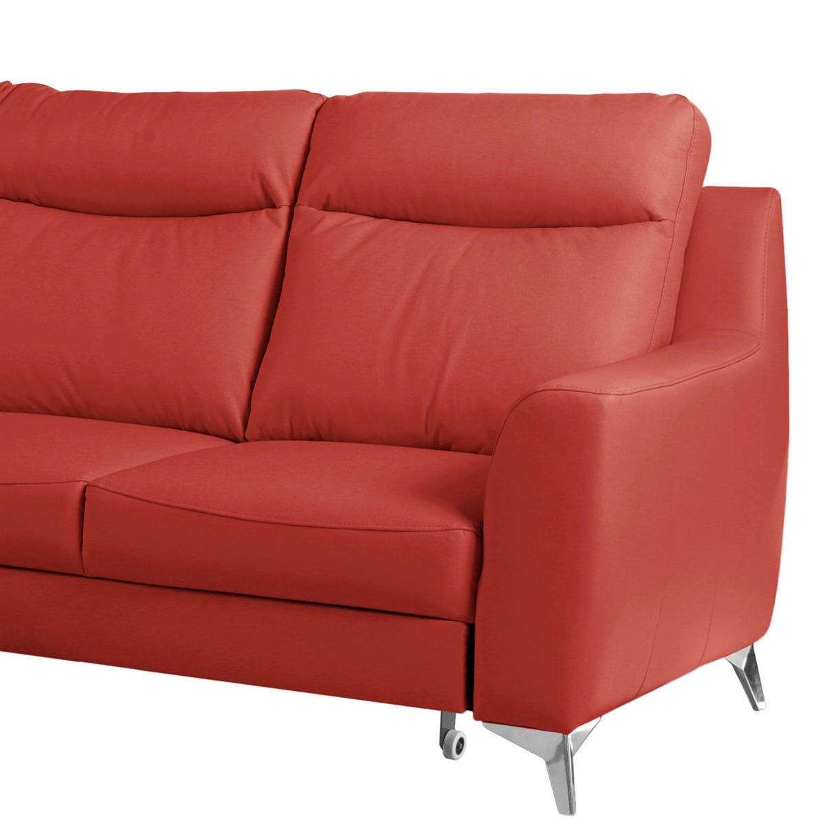 ECKSOFA Lederlook Echtleder Rot  - Chromfarben/Rot, Design, Leder/Textil (236/168cm) - Livetastic