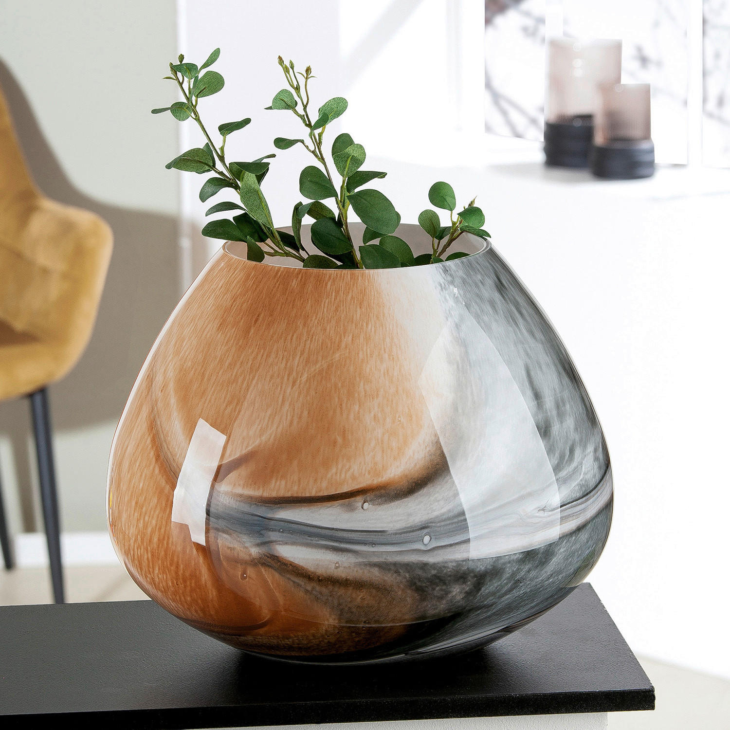 VASE Draga  - Cognac/Grau, Basics, Glas (38/30/38cm)
