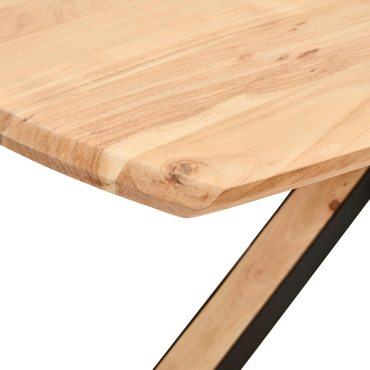 COUCHTISCH Akazie Hartholz 110/70/45 cm bootsförmig Schwarz, Akaziefarben  - Schwarz/Akaziefarben, Design, Holz/Metall (110/70/45cm) - Livetastic