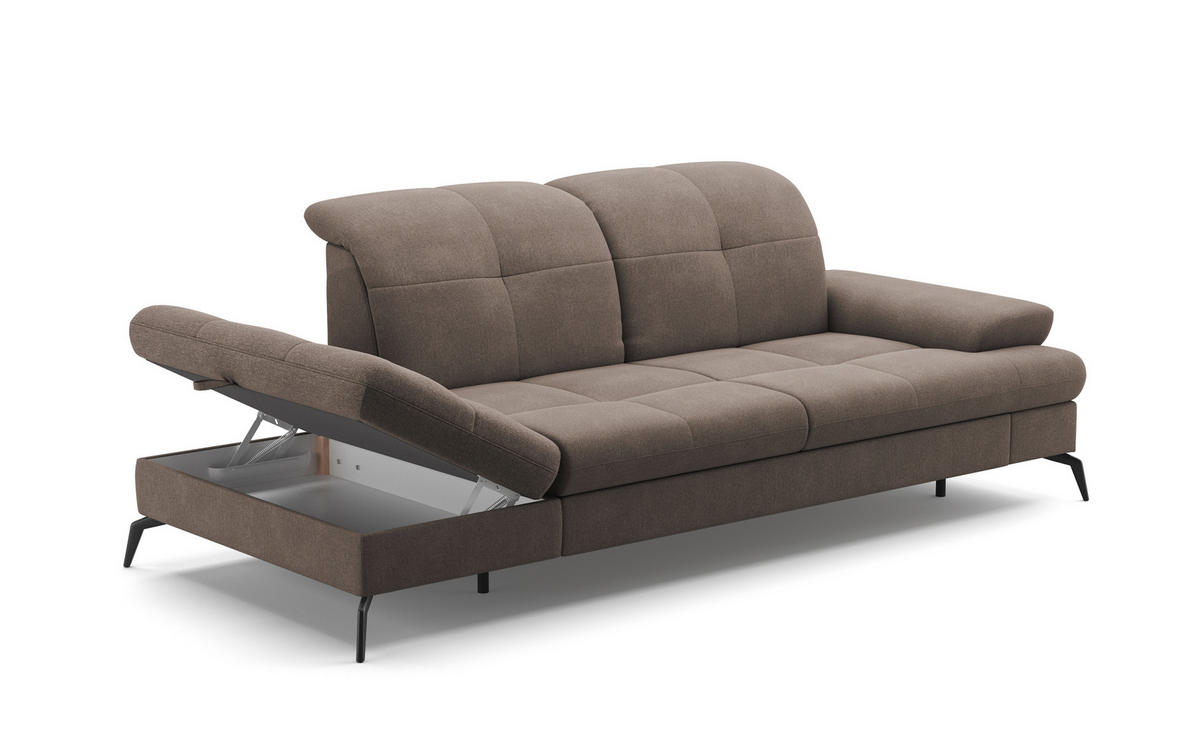 RÉCAMIERE in Flachgewebe Schlammfarben  - Schlammfarben/Schwarz, Konventionell, Textil/Metall (231/90/122cm) - Sit & More