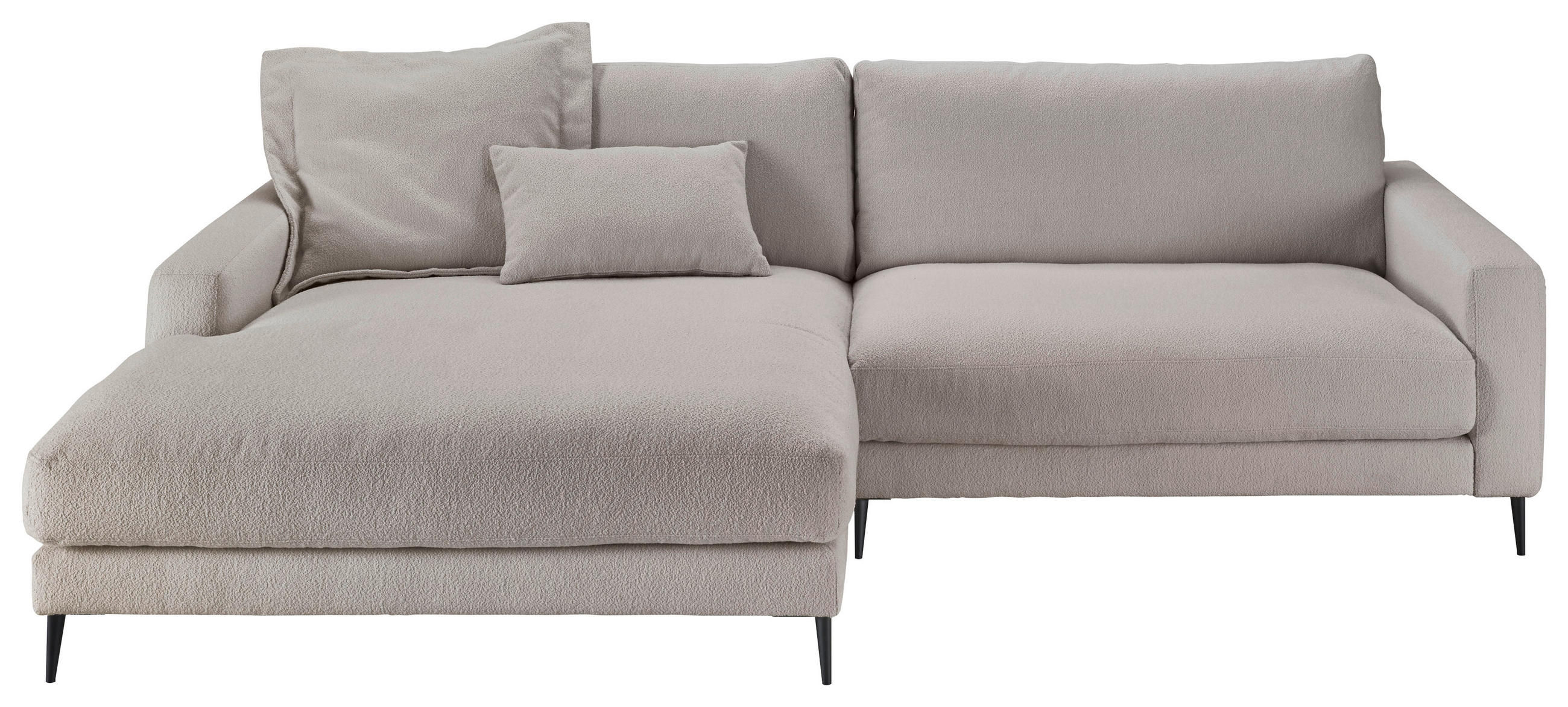 ECKSOFA Hellgrau Flachgewebe Rücken echt  - Hellgrau/Schwarz, Design, Textil/Metall (190/272cm) - Pure Home Lifestyle