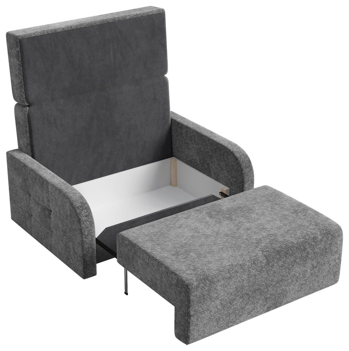 SCHLAFSOFA Chenille Dunkelgrau  inkl. Bettkasten, Schlaffunktion, Rücken echt, Liegefläche im Originalstoff  - Dunkelgrau/Schwarz, MODERN, Kunststoff/Textil (190/90/100cm) - Milino