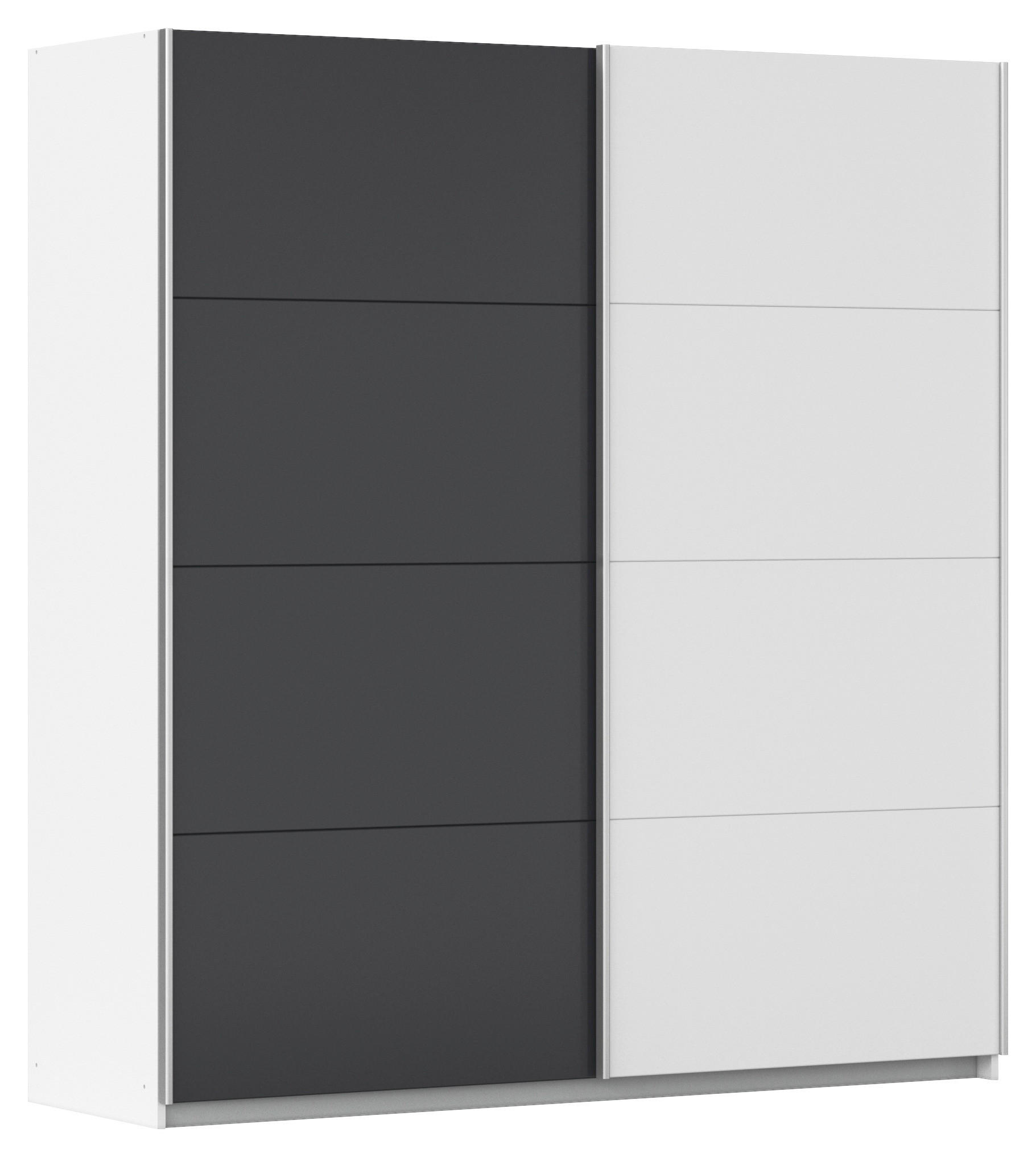 SCHWEBETÜRENSCHRANK 181/197/61 cm 2-türig Graphitfarben, Weiß - Graphitfarben/Alufarben, MODERN, Holzwerkstoff/Metall (181/197/61cm) - Rauch Möbel