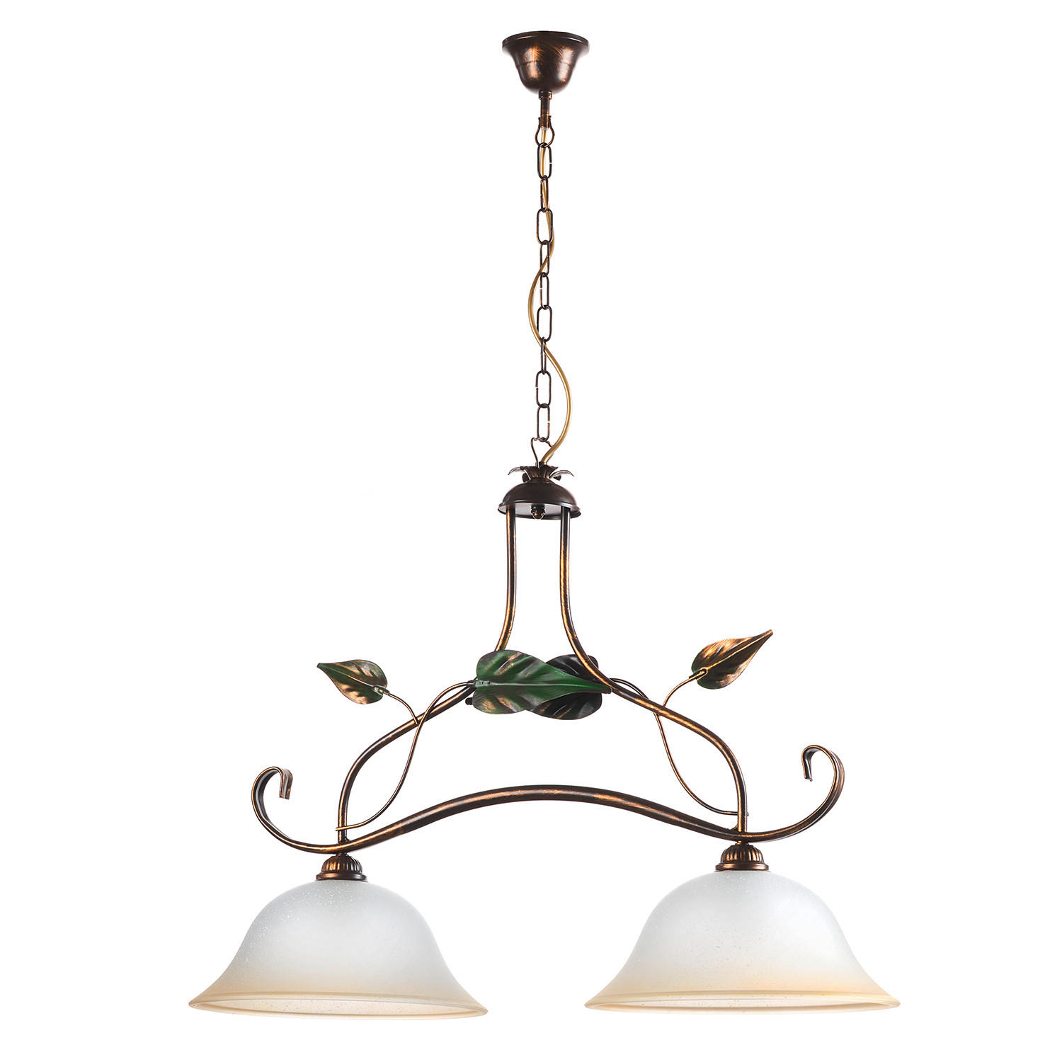 HÄNGELEUCHTE 80/45/110 cm   - Bronzefarben/Olivgrün, Natur, Glas/Metall (80/45/110cm)
