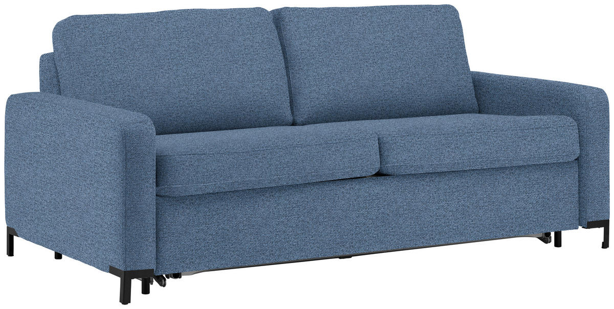 SCHLAFSOFA in Textil Hellblau  - Schwarz/Hellblau, Konventionell, Textil/Metall (187/84/97cm) - Welnova