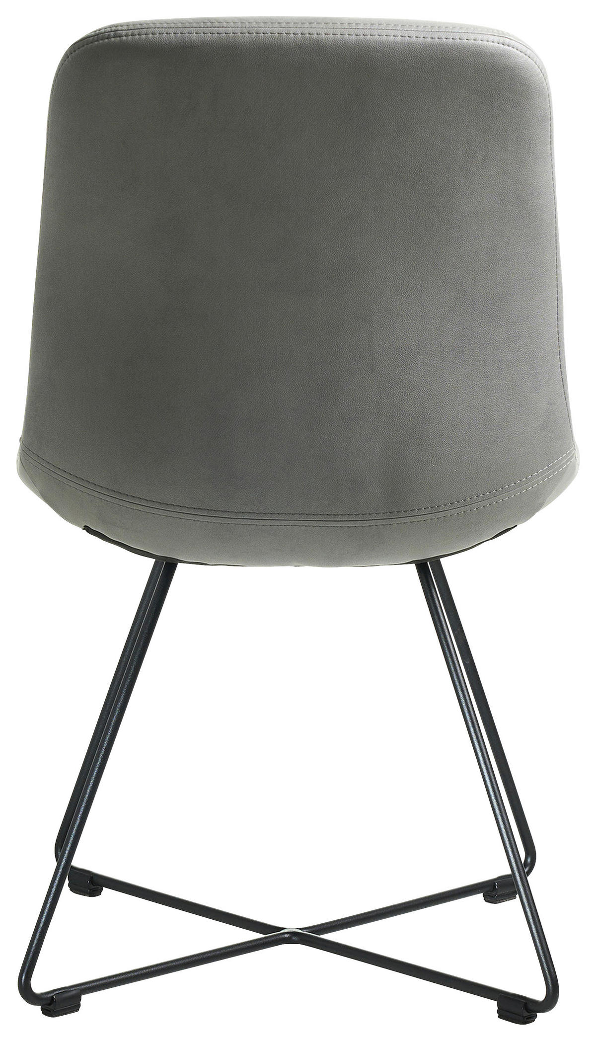 STUHL  in Edelstahl Lederlook (vegan) Metall, Textil  - Hellgrau/Schwarz, Basics, Textil/Metall (51/89/61cm) - Celina Home