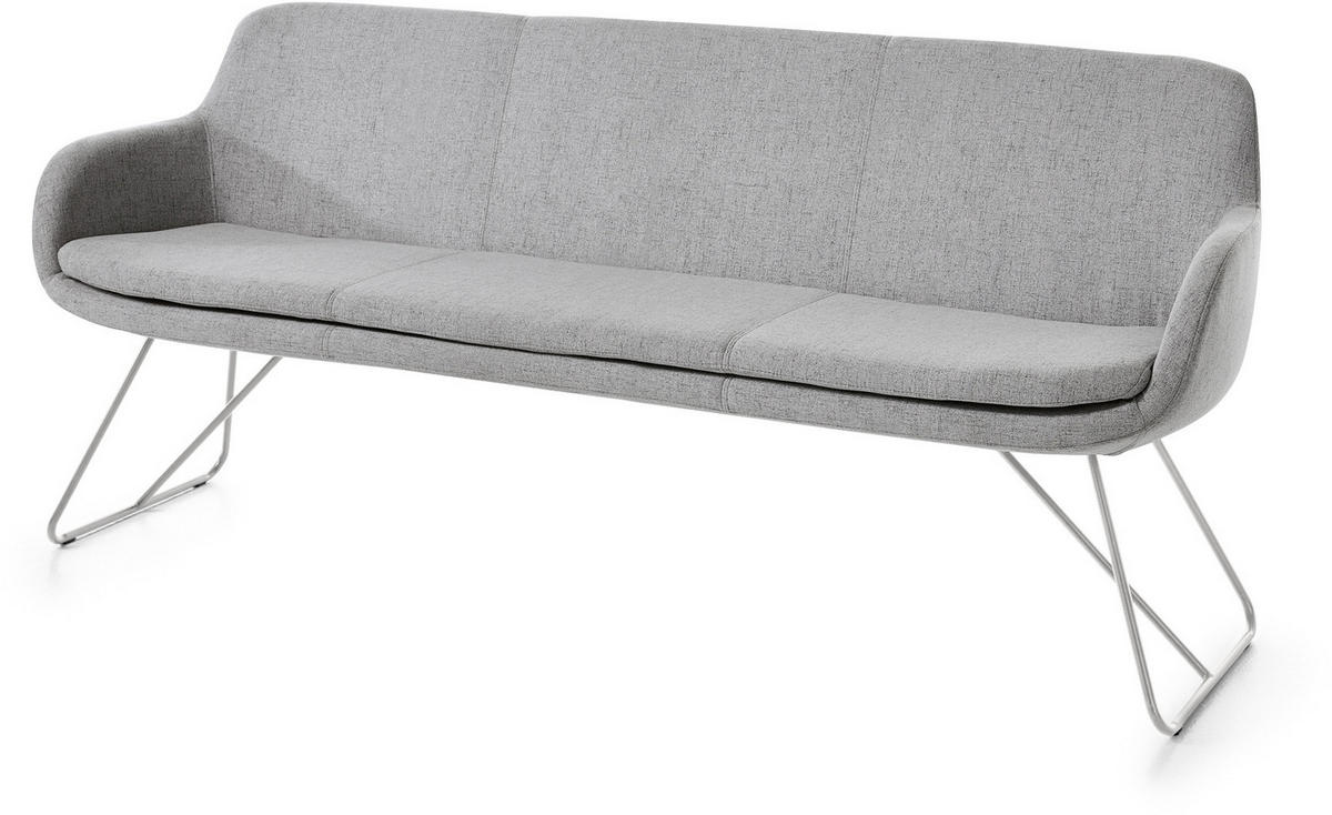 SITZBANK 180/87/65 cm Webstoff Hellgrau Metall  - Edelstahlfarben/Hellgrau, Design, Textil/Metall (180/87/65cm) - Musterring