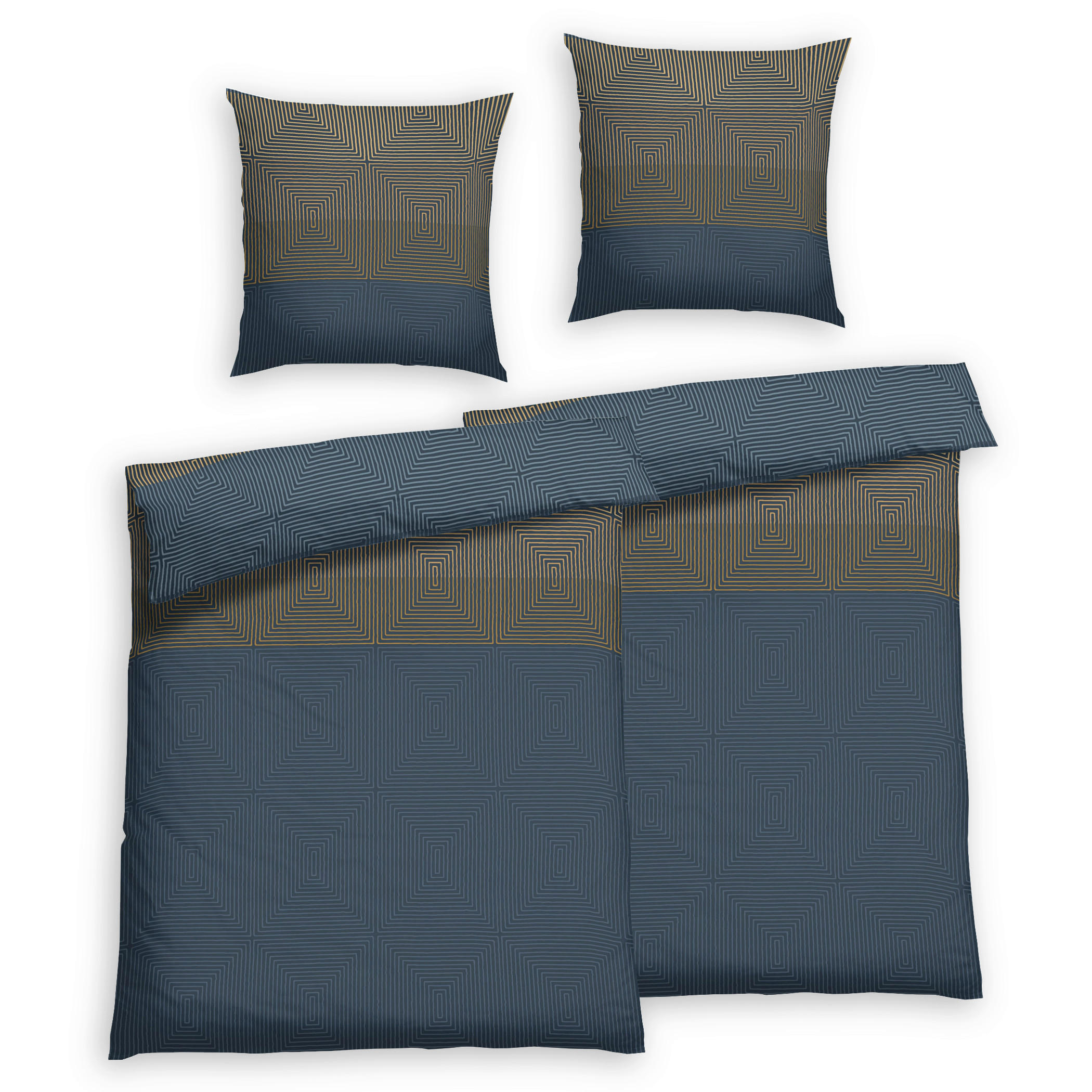 Bettwäsche 2er Set 4-teilig Satin 135/200 cm  - Blau, Basics, Textil (135/200cm) - Florella