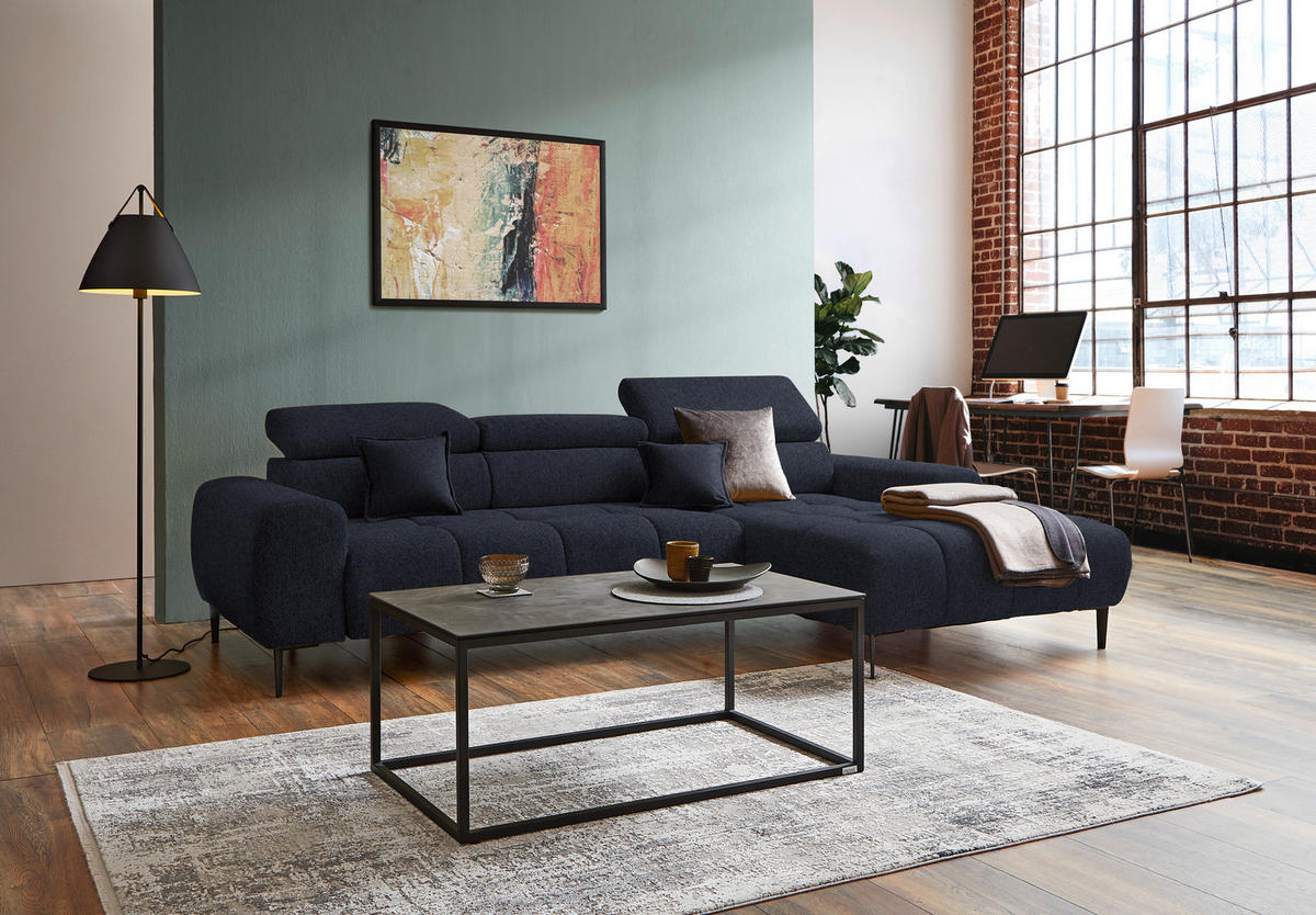 ECKSOFA in Webstoff Schwarz  - Schwarz, Design, Textil/Metall (270/177cm) - Welnova