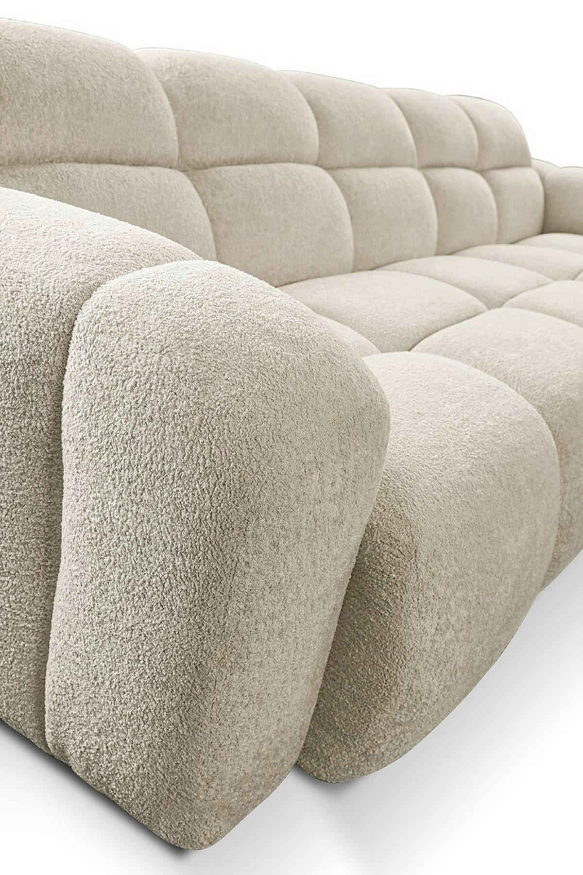 ECKSOFA VENTO in Struktur Beige  255/175 cm  - Beige/Schwarz, Design, Holz/Holzwerkstoff (255/175cm) - MID.YOU