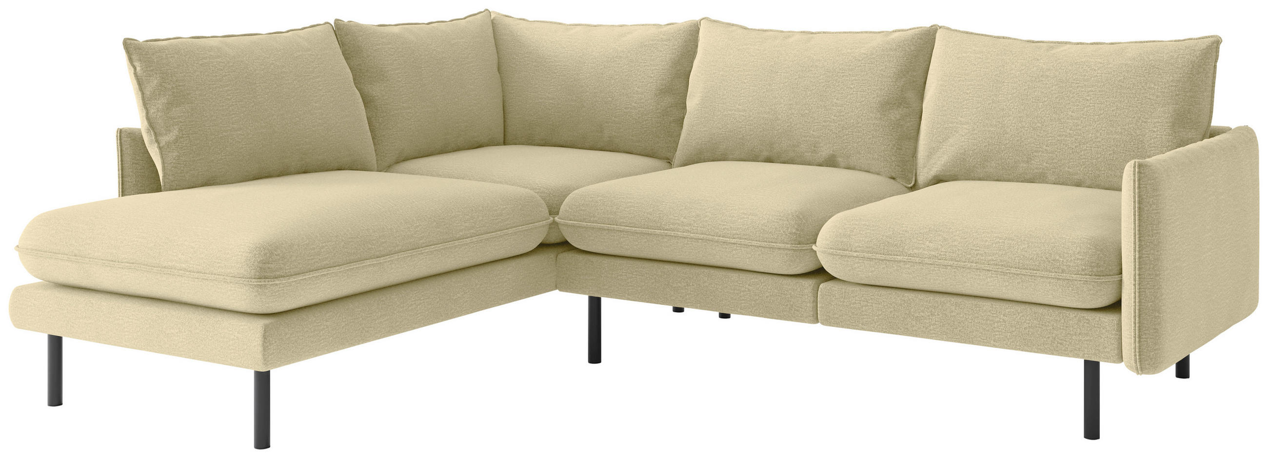 ECKSOFA Beige Flachgewebe  - Beige/Schwarz, Design, Textil/Metall (204/267cm) - Livetastic