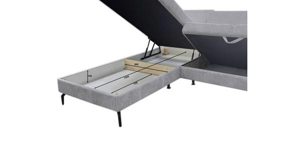 ECKSOFA inkl. Funktionen Creme Velours Bettkasten, Sitzvorzug  - Creme/Schwarz, KONVENTIONELL, Textil/Metall (206/253cm) - Venda