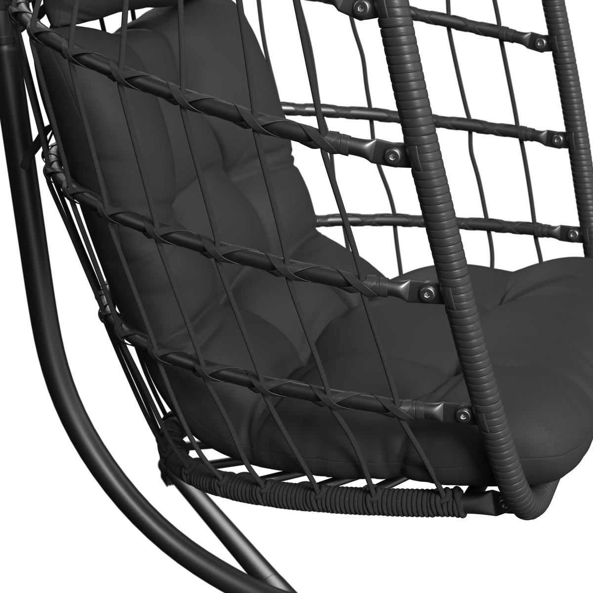 HÄNGESESSEL 100/198/100 cm  - Dunkelgrau/Schwarz, MODERN, Kunststoff/Textil (100/198/100cm) - Ambia Garden