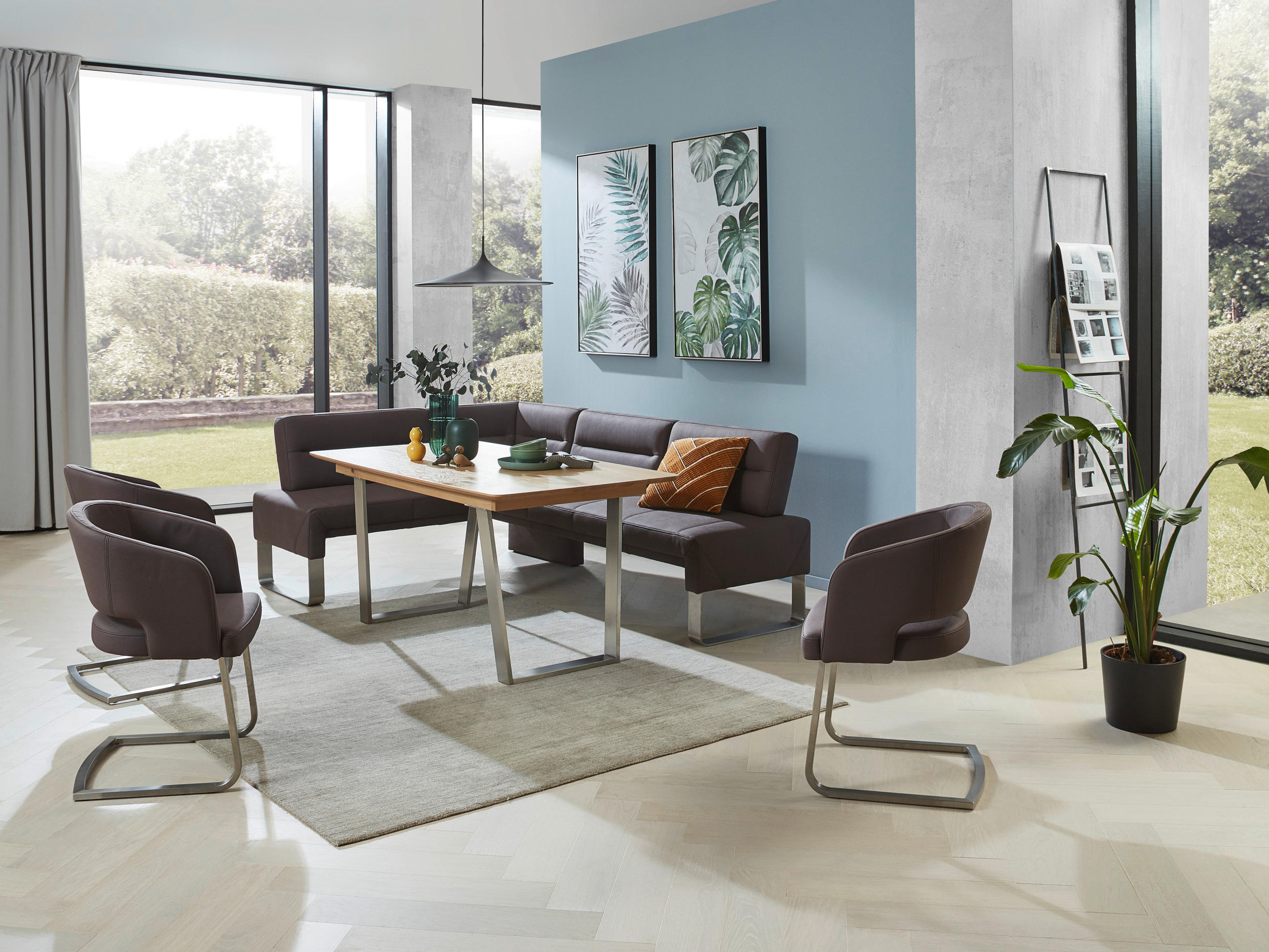 ESSTISCH in Holz, Metall 160/90/76 cm  - Edelstahlfarben/Eichefarben, Konventionell, Holz/Metall (160/90/76cm) - Dieter Knoll