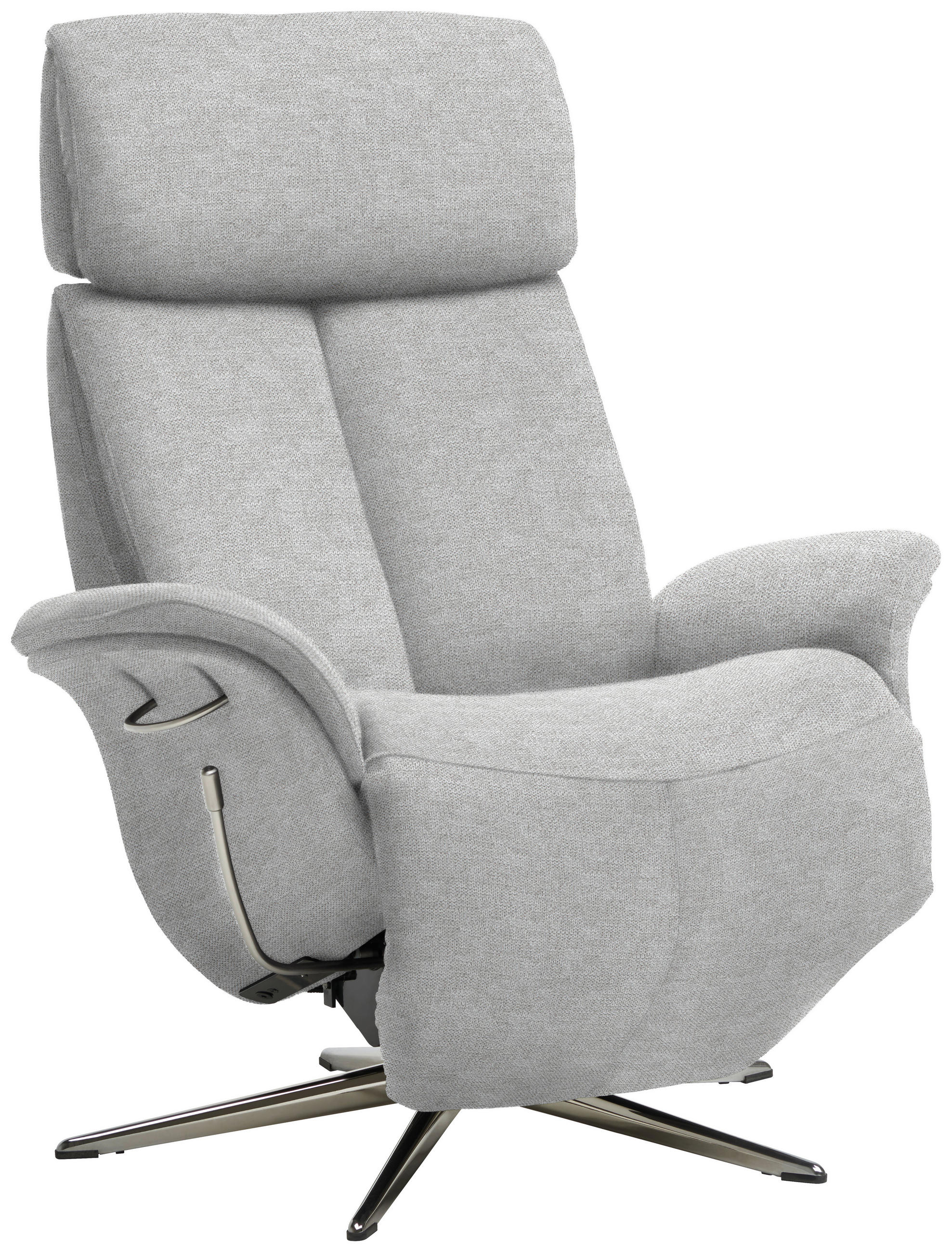 RELAXSESSEL in Textil Hellgrau  - Chromfarben/Hellgrau, Design, Textil/Metall (78/102-111/84cm) - Welnova