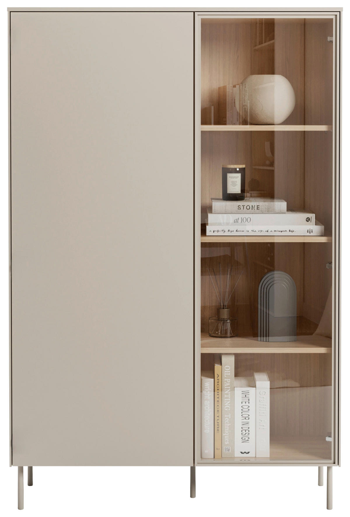 HIGHBOARD 102/156/41 cm Eichefarben, Kaschmir  102/156/41 cm  - Kaschmir/Eichefarben, MODERN, Glas/Holzwerkstoff (102/156/41cm) - Carryhome