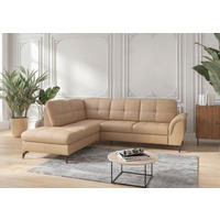 ECKSOFA in Echtleder Cappuccino  212/244 cm  - Schwarz/Cappuccino, MODERN, Leder/Metall (212/244cm) - Sit & More