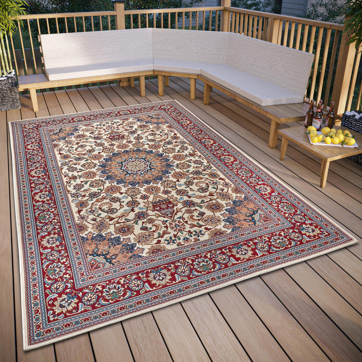 OUTDOORTEPPICH 240/340 cm Flair Creme, Rot  - Rot/Creme, Design, Kunststoff (240/340cm)