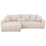ECKSOFA in Velours Creme  - Creme/Schwarz, KONVENTIONELL, Kunststoff/Textil (168/298cm) - Carryhome
