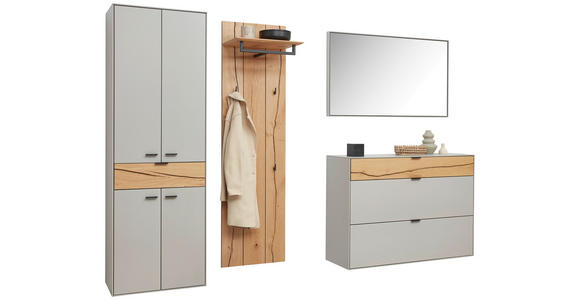 GARDEROBE 4-teilig in 265,7/205,5/37,1 cm - Wildeiche/Grau, Design, Glas/Holz (265,7/205,5/37,1cm) - Dieter Knoll