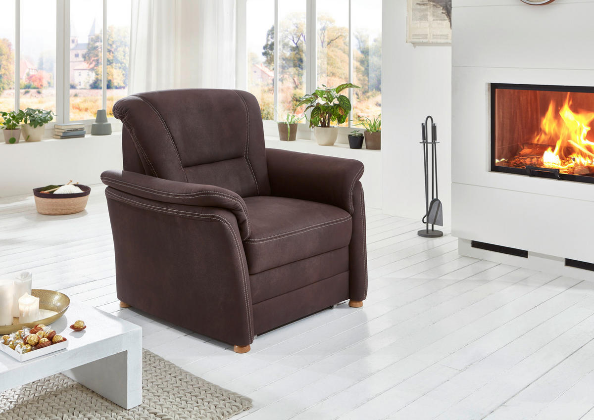 SESSEL in Mikrofaser Dunkelbraun  - Eiche Bianco/Dunkelbraun, Konventionell, Holz/Textil (101/96/92cm) - Carryhome