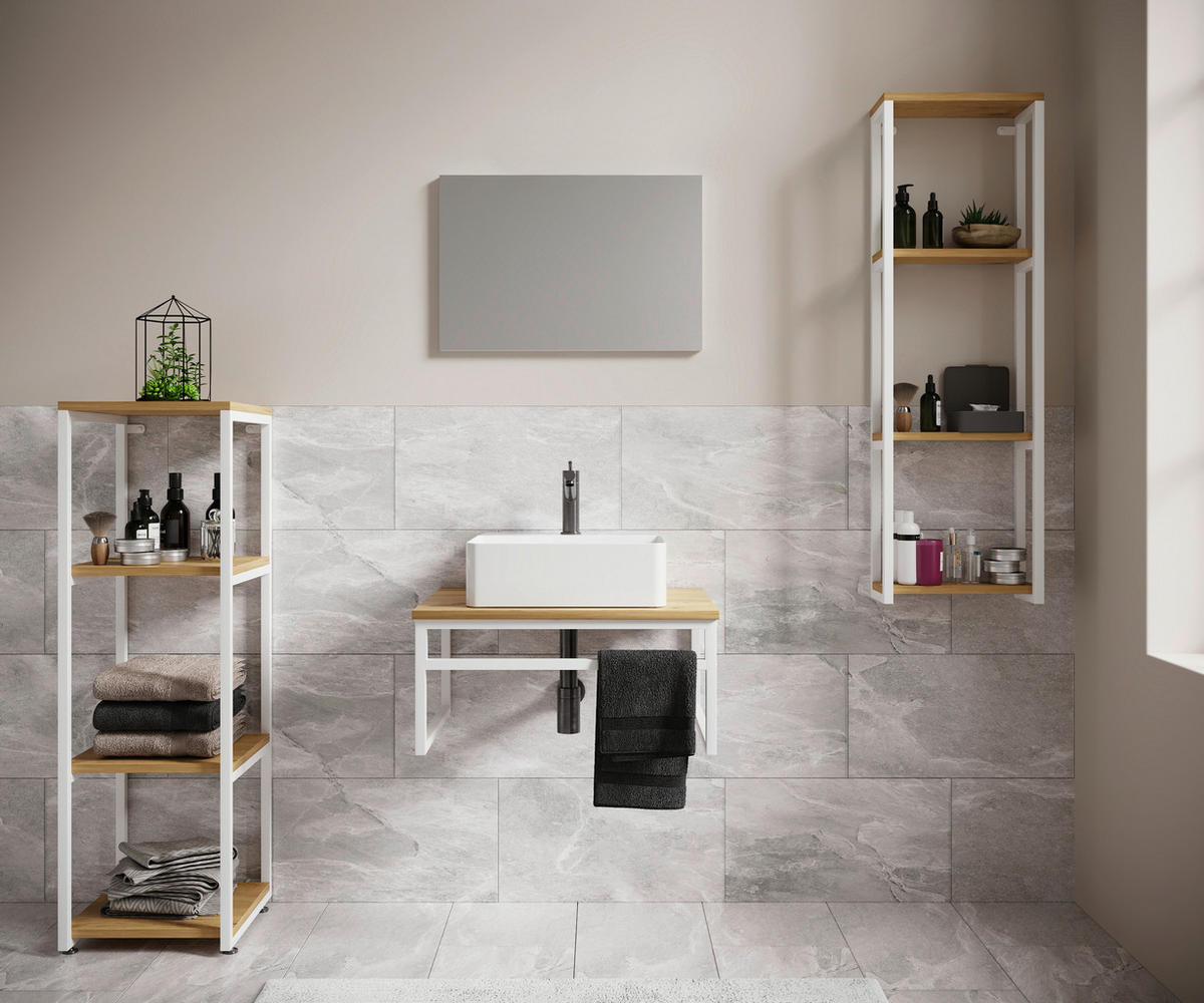 BADEZIMMER 5-teilig  in 130 cm  - Honigeiche/Schwarz, MODERN, Glas/Keramik (130cm) - MID.YOU