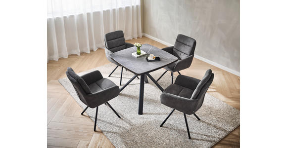 ESSTISCH in Keramik, Holzwerkstoff 90-130/90/76 cm  - Schwarz/Grau, Design, Keramik/Holzwerkstoff (90-130/90/76cm) - Novel