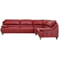 ECKSOFA Rot Echtleder  - Rot/Schwarz, Design, Leder/Metall (290/253cm) - Xora