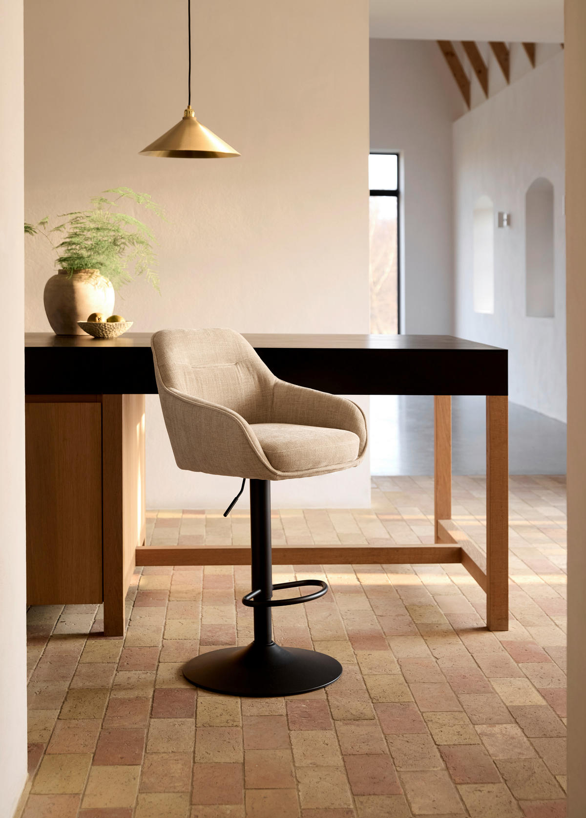 BARPALL SET i cremefärgad, beige  - beige/svart, Modern, metall/textil (51/95,5-110/53cm) - Livetastic