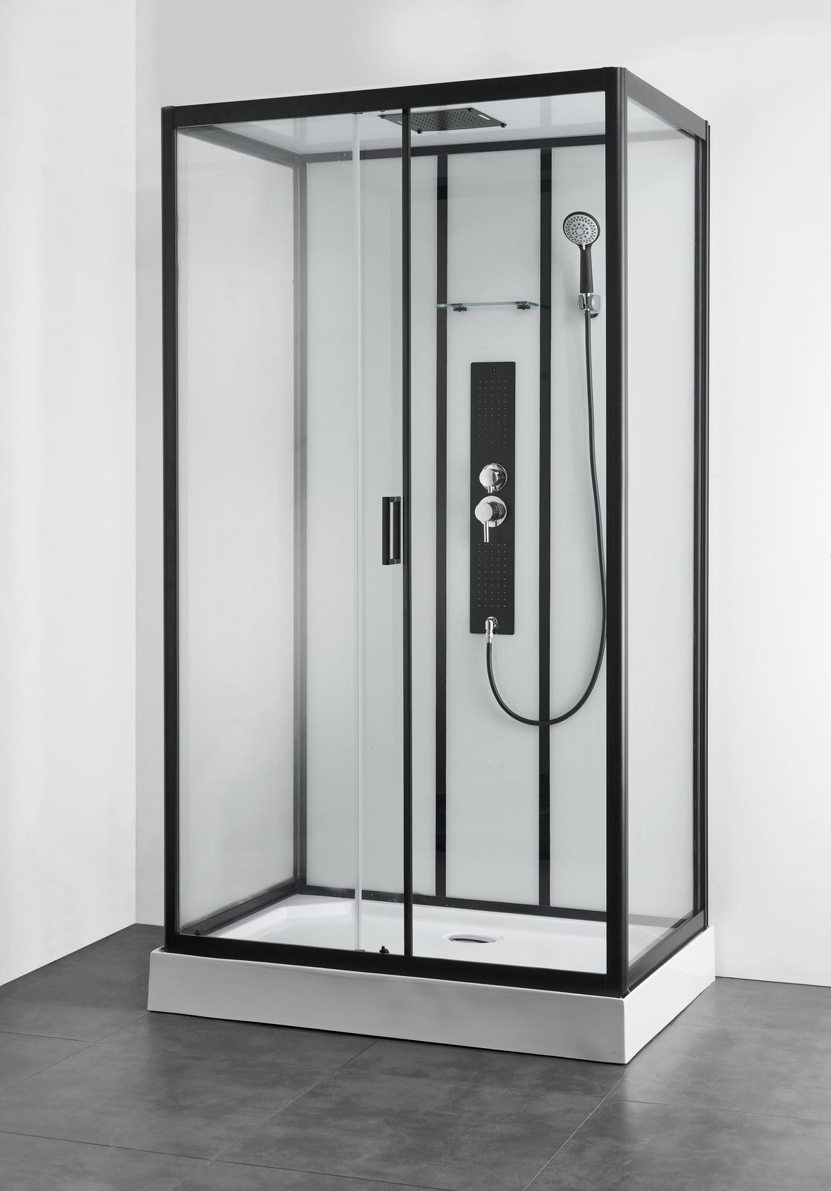 SPRCHOVÝ KOUT černá  - černá, Moderní, sklo (120/80/225cm) - Sanotechnik