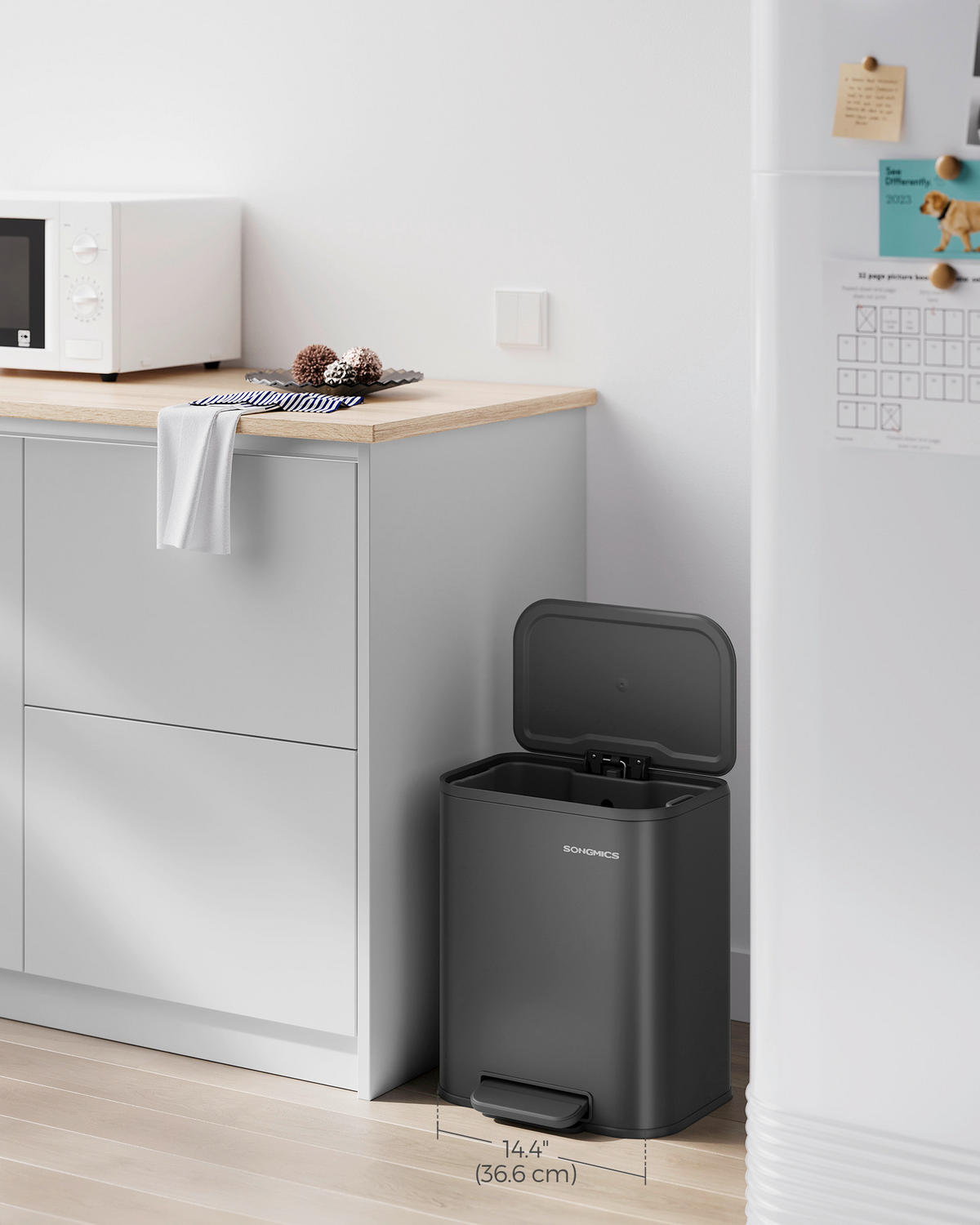 ABFALLSAMMLER 20 l  Metall, Kunststoff  - Schwarz, Basics, Kunststoff/Metall (36,6/42,5/30cm)