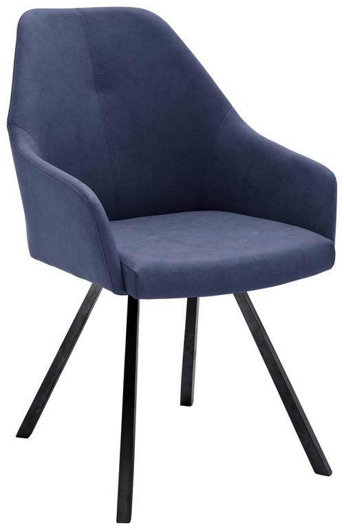 STUHL Lederlook Anthrazit, Blau  - Blau/Anthrazit, Design, Textil/Metall (55/86/63cm) - Novel