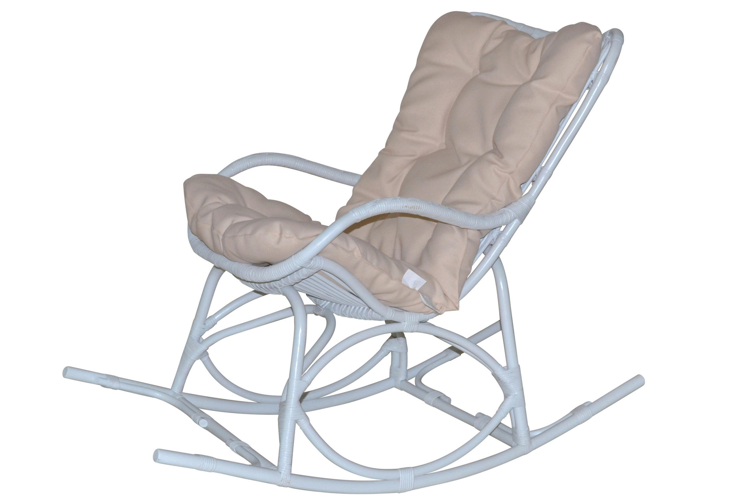 SCHAUKELSTUHL in Weiß  - Creme/Weiß, Natur, Holz/Textil (122/65/96cm) - MID.YOU