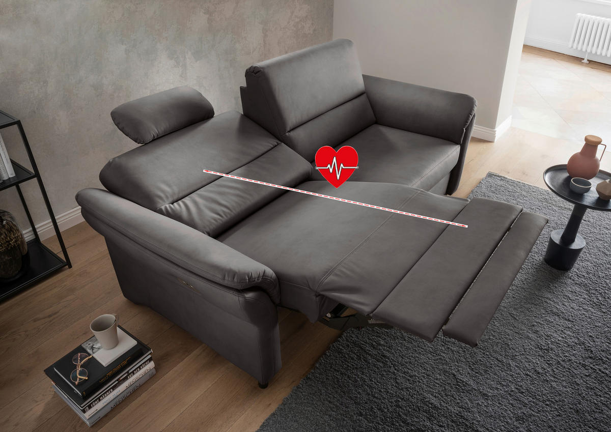 3-SITZER-SOFA in Lederlook Anthrazit  - Anthrazit/Schwarz, MODERN, Holz/Textil (192/90/89cm) - Livetastic