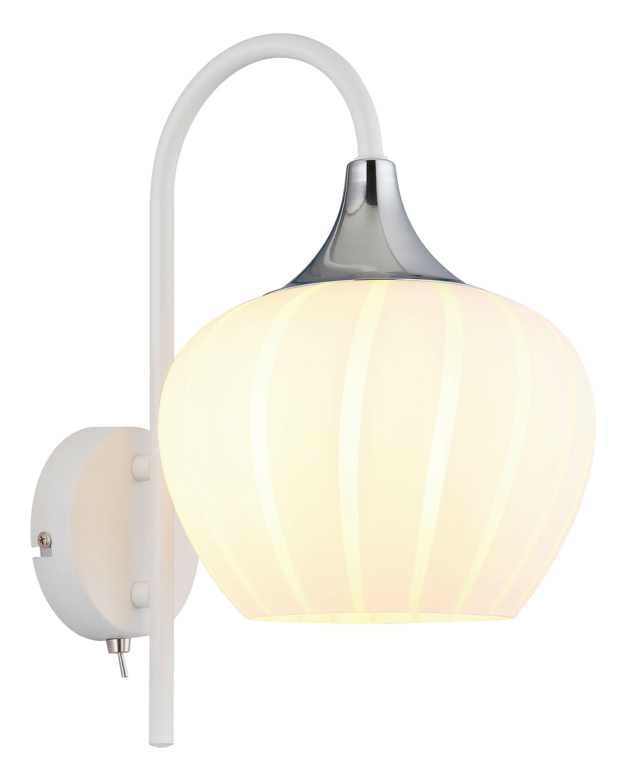 WANDLEUCHTE - Chromfarben/Weiss, Konventionell, Glas/Metall (18/25/32cm) - Globo