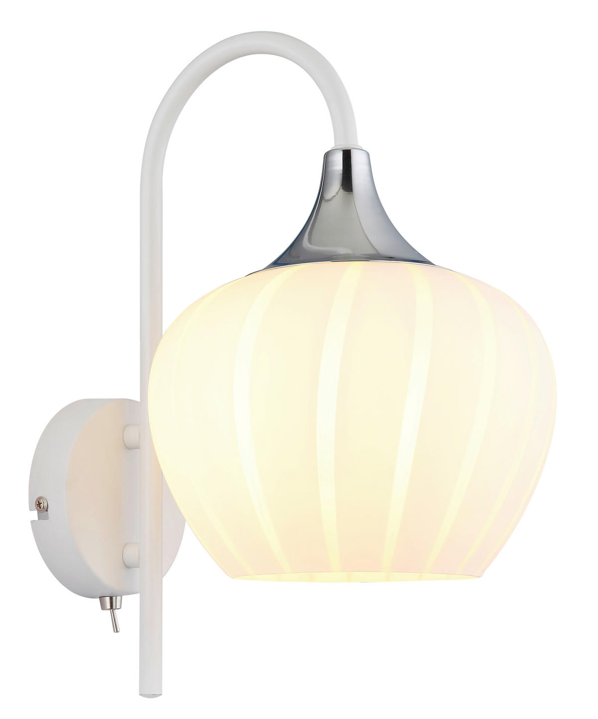 STENSKA SVETILKA   ///230 V/E27 - barve kroma/bela, Konvencionalno, kovina/steklo (18/25/32cm) - Globo