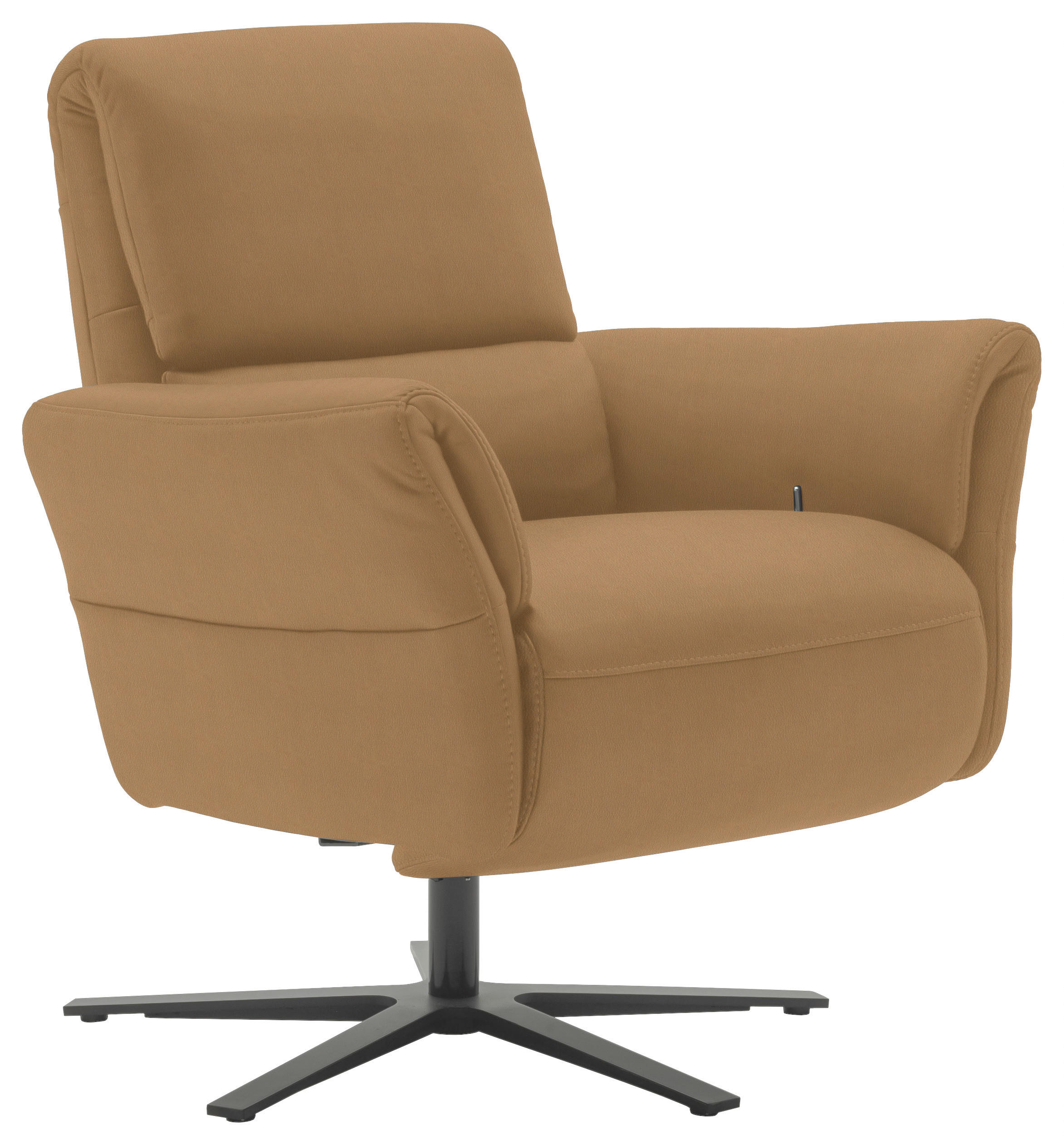 RELAXSESSEL in Leder Honig  - Schwarz/Honig, Design, Leder/Metall (81/118/82cm) - Schöner Wohnen