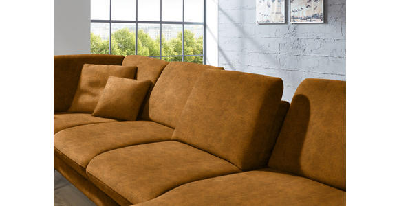 WOHNLANDSCHAFT in Velours Cognac - Cognac/Schwarz, Design, Textil/Metall (208/344/180cm) - Dieter Knoll