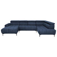 WOHNLANDSCHAFT Dunkelblau Velours  - Schwarz/Dunkelblau, Design, Textil/Metall (172/340/191cm) - Stylife