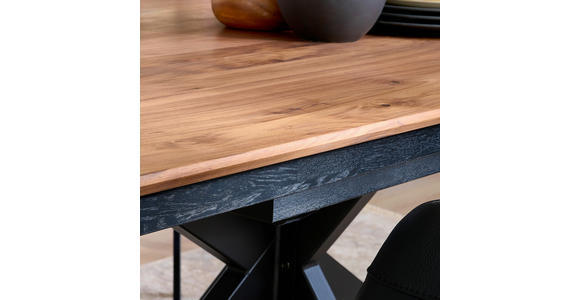 ESSTISCH in Holz, Metall 200-285/100/75 cm  - Nussbaumfarben/Schwarz, Natur, Holz/Metall (200-285/100/75cm) - Linea Natura