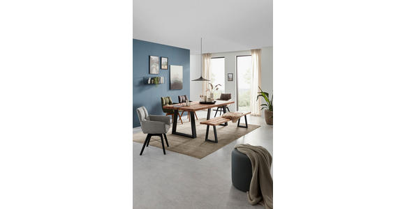 ESSTISCH in Holz, Metall 220/100/76 cm  - Wildeiche/Anthrazit, Design, Holz/Metall (220/100/76cm) - Waldwelt