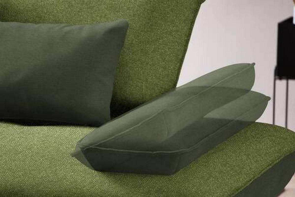 ECKSOFA in Flachgewebe Grün  - Schwarz/Grün, Design, Textil/Metall (310/250cm) - Moderano