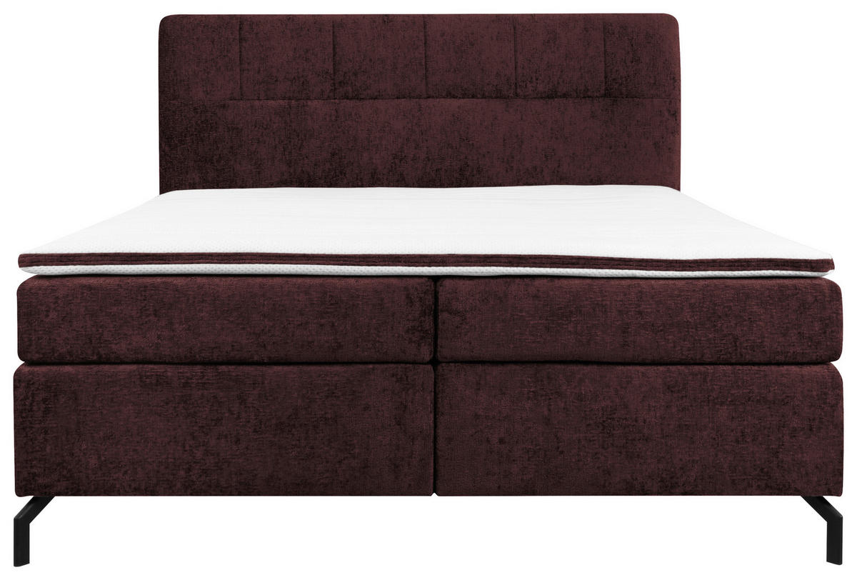 BOXSPRINGBETT 160/200 cm  in Dunkelrot  - Schwarz/Dunkelrot, Design, Textil/Metall (160/200cm) - Esposa